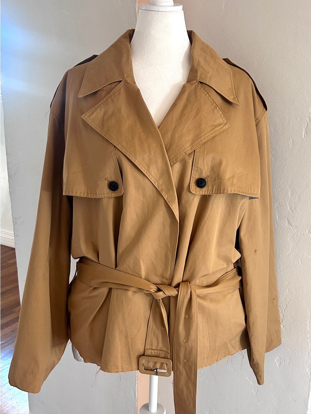 KBB by Kahlana Camel Belted Trench Jacket NWT Oversized Fits 1X/2X